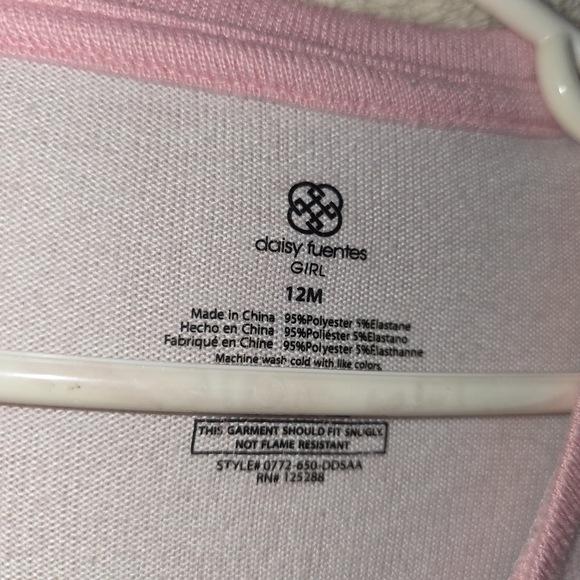 "Sleep" Pink Top Daisy Fuentes Long-Sleeve Ruffled Girls Size 12M - Picture 6 of 6